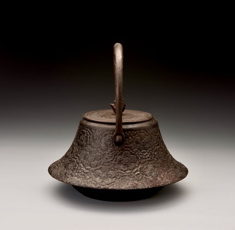 A Meiji Period “Tetsubin” Cast Iron Kettle with Cherry Blossom Motif