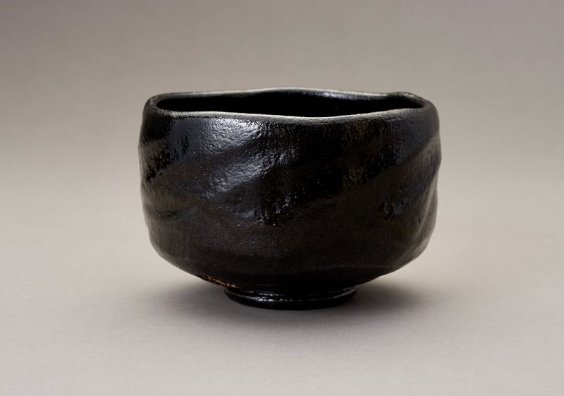 A Black Raku “Kazuin” Tea Bowl by Higaki Soroku