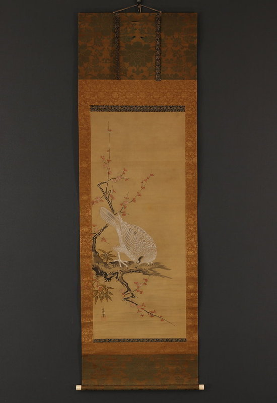 Hawk Perched on Plum Branch, Kano-ha (1834)