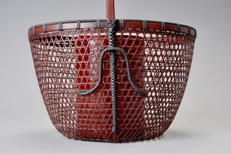 A Fine Bamboo Ikebana Basket by Shimabashi Chikufusai