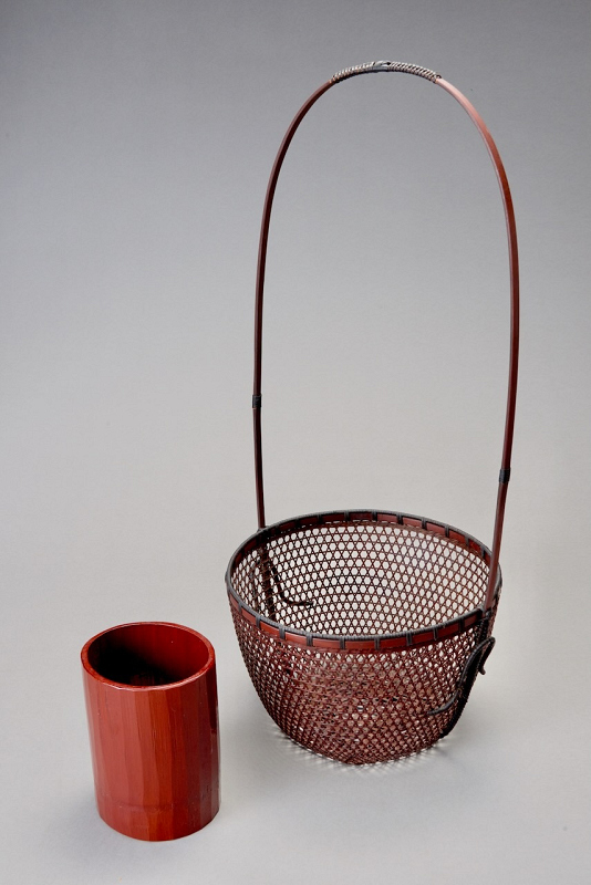 A Fine Bamboo Ikebana Basket by Shimabashi Chikufusai