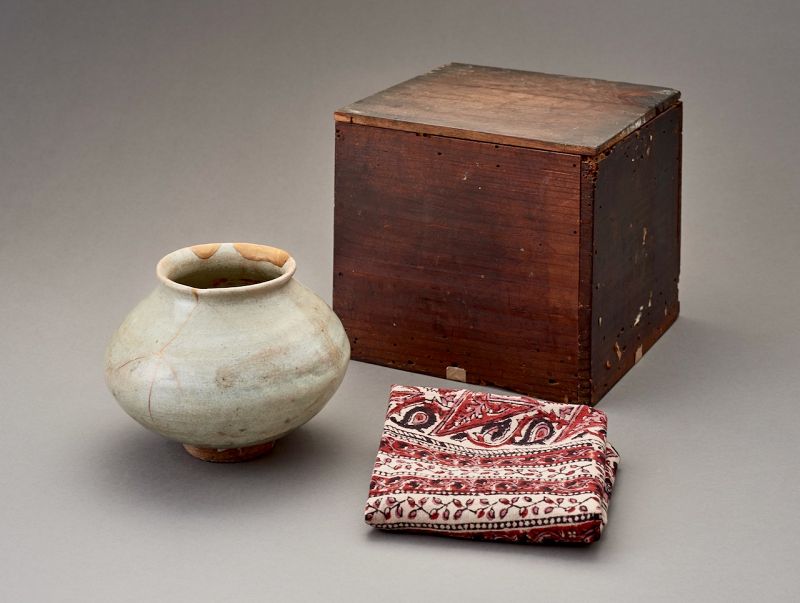 An Ancient Korean Celadon Vase with Gold Repairs