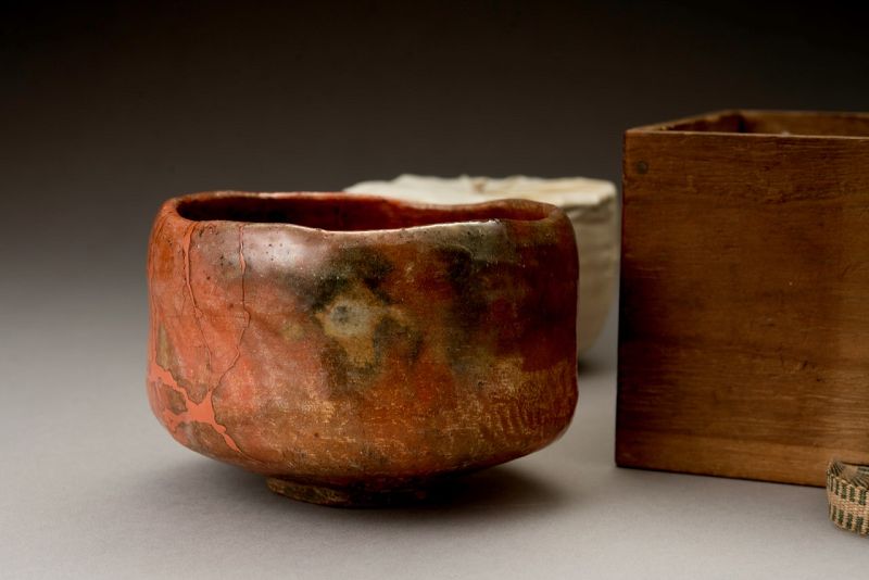 A Raku IX (Ryônyû) Red Tea Bowl with Extraordinary Lacquer Repairs