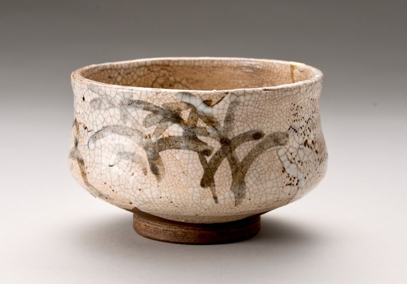 An Edo Period Shino Tea Bowl with Gold Repairs