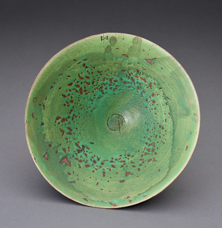 A Distinctive Green Flower Basin by Shibata Ichizaemon
