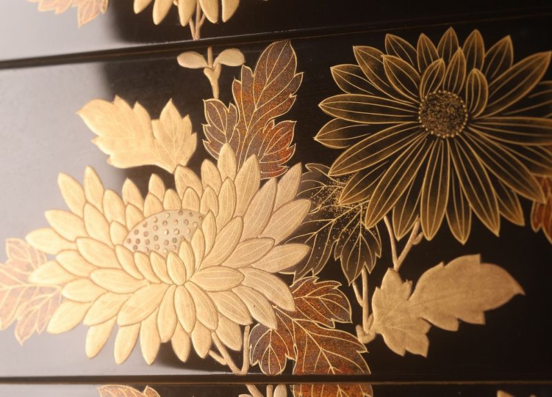 A Meiji Period Maki-e Hand Painted Five-tiered Jubako Set