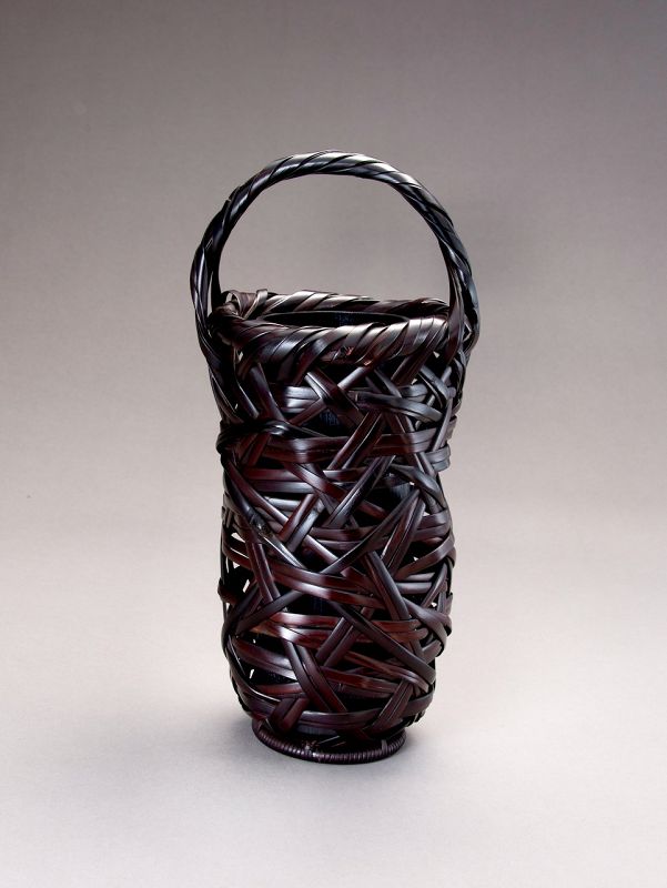 A Woven Bamboo Flower Vase by Shiraishi Hakuun-sai II