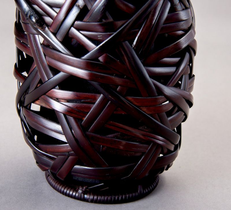 A Woven Bamboo Flower Vase by Shiraishi Hakuun-sai II