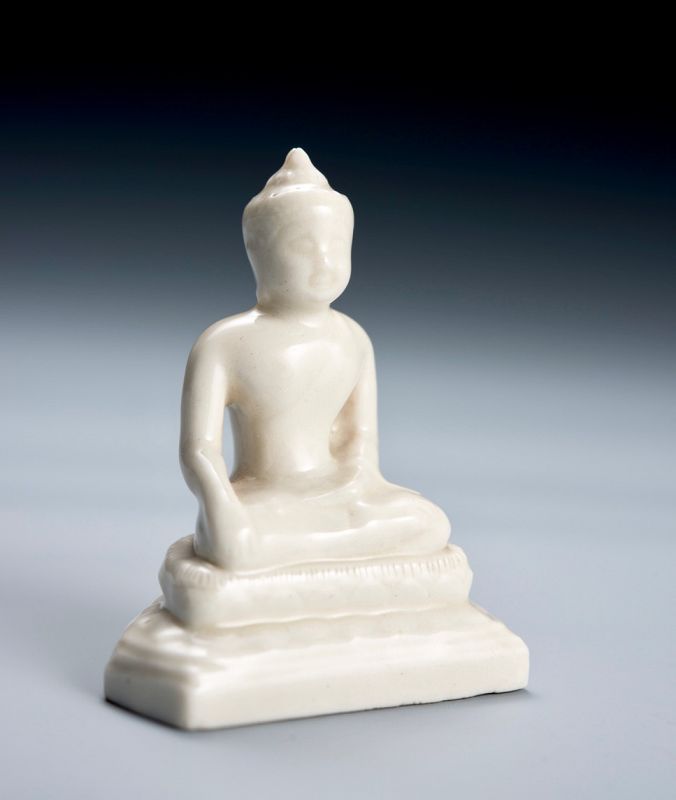 A Small Porcelain Seated Bodhisattva by Suwa Sozan