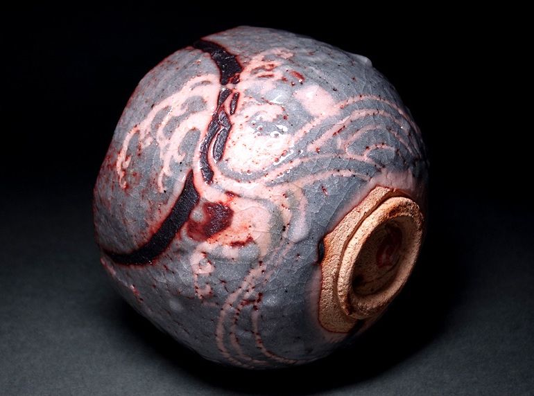 A Nezumi Shino Tea Bowl by Wakao Toshisada