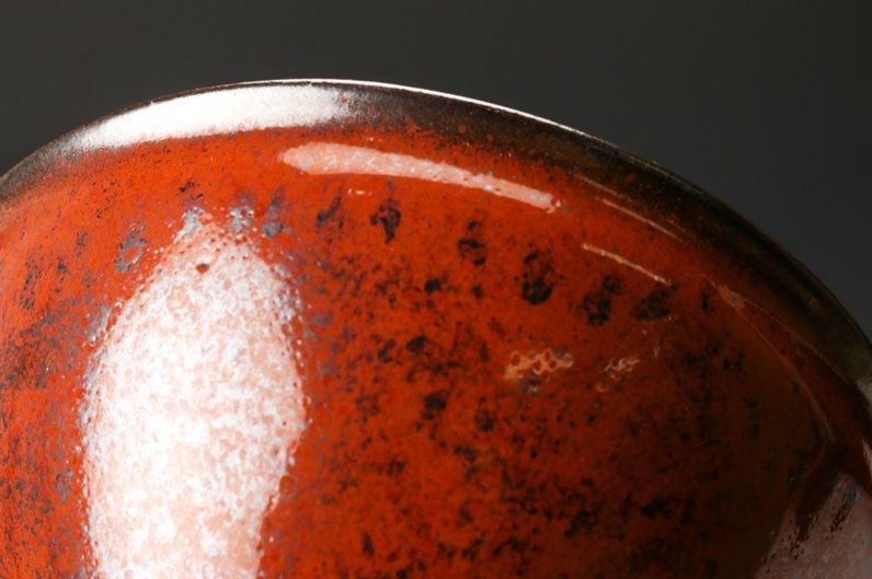 A Red Tenmoku Tea Bowl by Master Potter Kimura Moriyasu