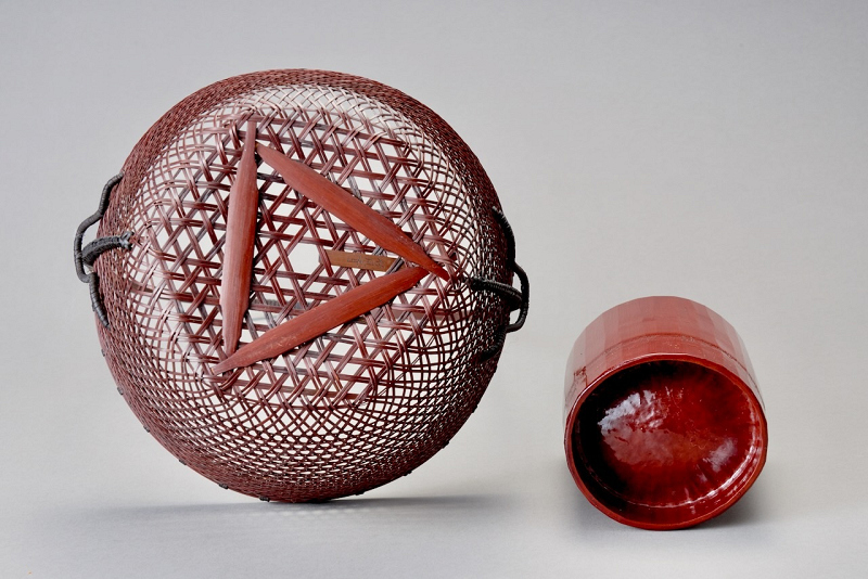 A Fine Bamboo Ikebana Basket by Shimabashi Chikufusai