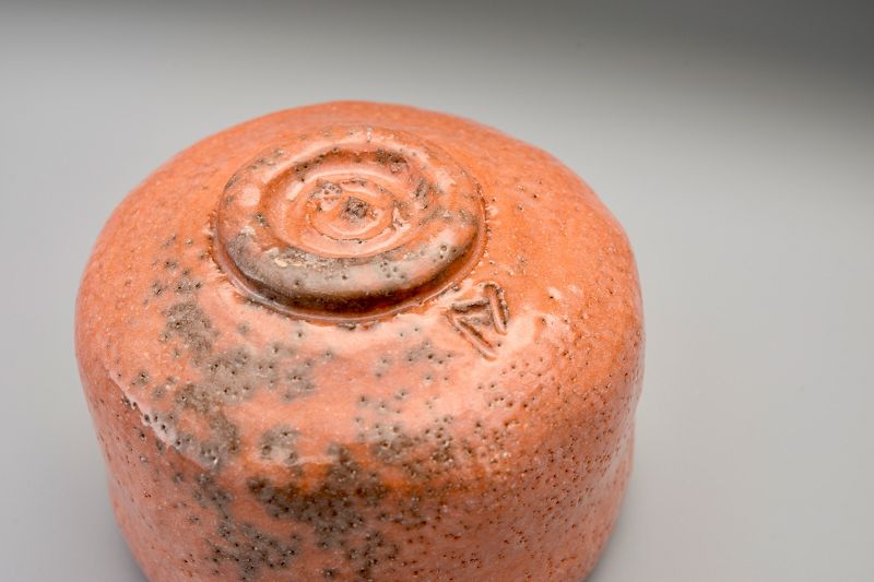 A Red Raku Tea Bowl by Veteran Potter Sugimoto Sadamitsu