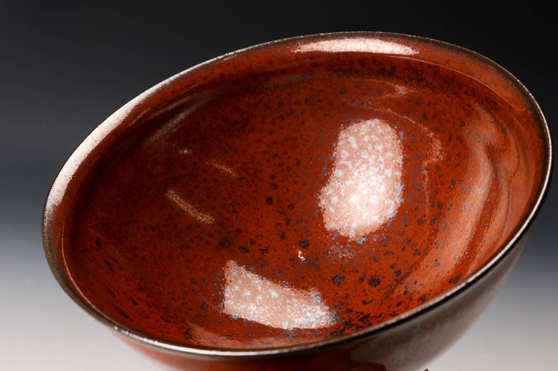 A Red Tenmoku Tea Bowl by Master Potter Kimura Moriyasu