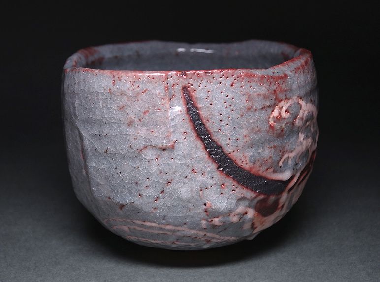 A Nezumi Shino Tea Bowl by Wakao Toshisada