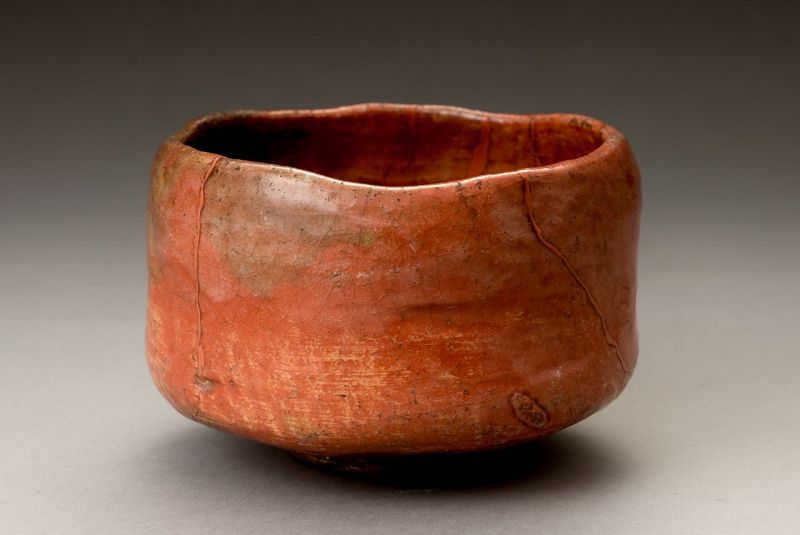 A Raku IX (Ryônyû) Red Tea Bowl with Extraordinary Lacquer Repairs
