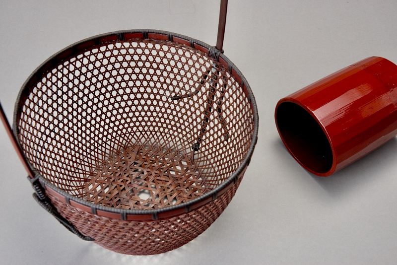 A Fine Bamboo Ikebana Basket by Shimabashi Chikufusai