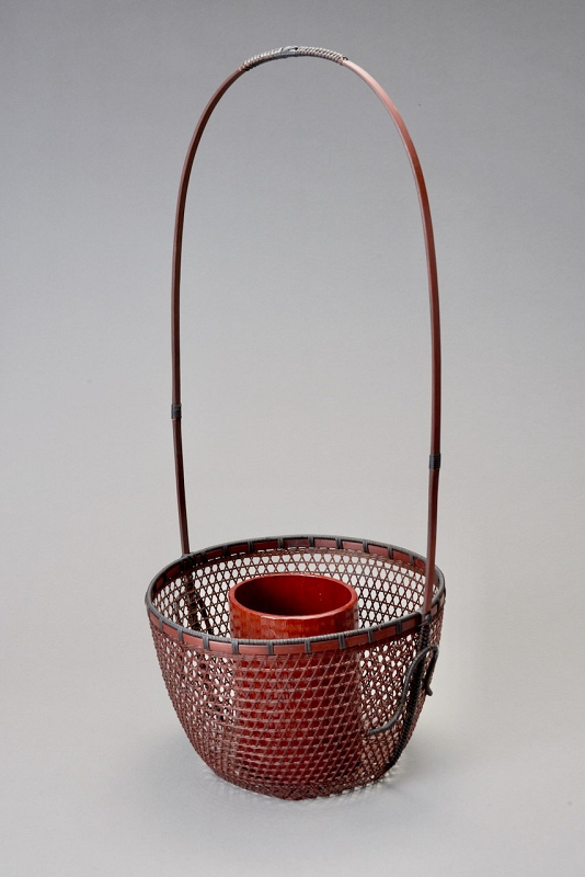 A Fine Bamboo Ikebana Basket by Shimabashi Chikufusai