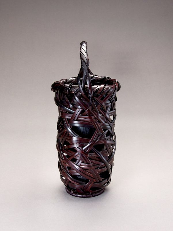 A Woven Bamboo Flower Vase by Shiraishi Hakuun-sai II