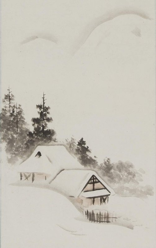 "Village in Winter" Hanging Scroll by Ōtagaki Rengetsu