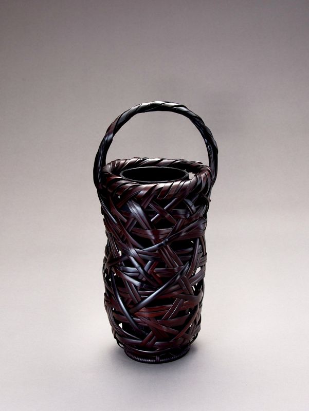 A Woven Bamboo Flower Vase by Shiraishi Hakuun-sai II