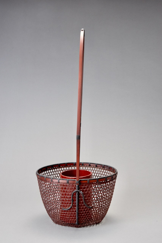 A Fine Bamboo Ikebana Basket by Shimabashi Chikufusai