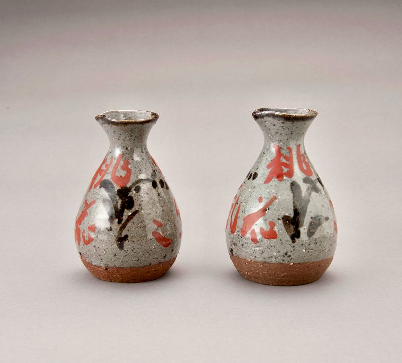 A Set of Painted Tokkuri by Living National Treasure Kondō Yuzō