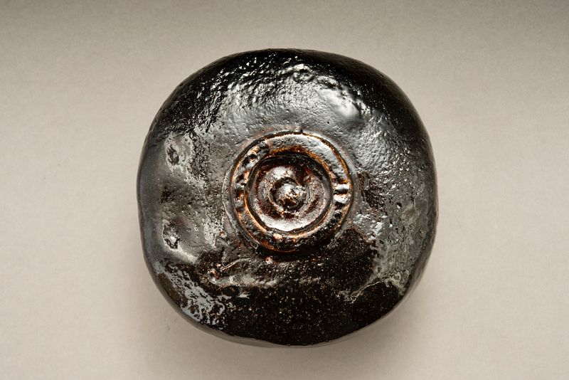 A Four Cornered Black Raku “Jidai” Chawan