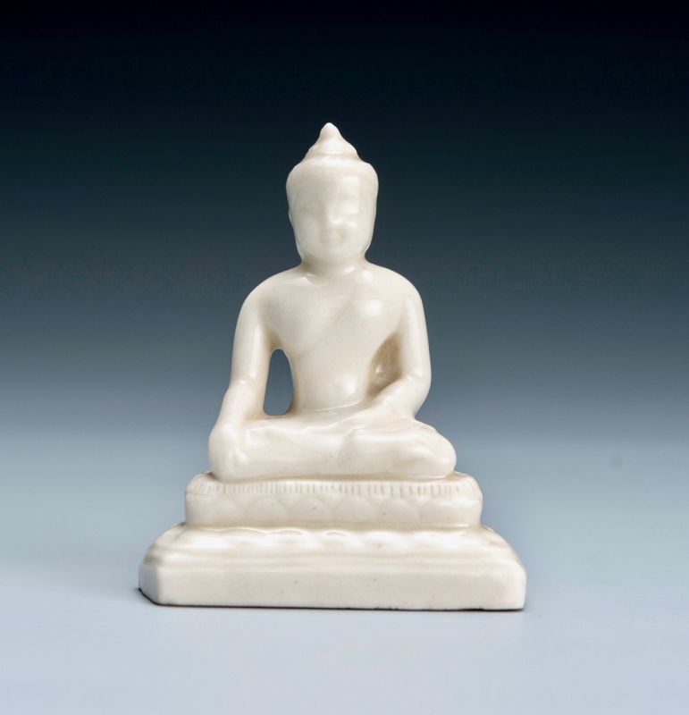 A Small Porcelain Seated Bodhisattva by Suwa Sozan