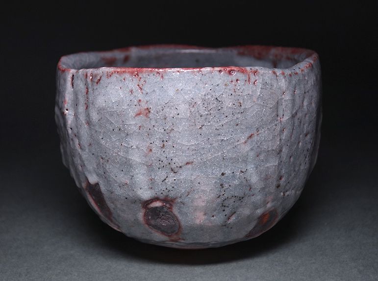 A Nezumi Shino Tea Bowl by Wakao Toshisada
