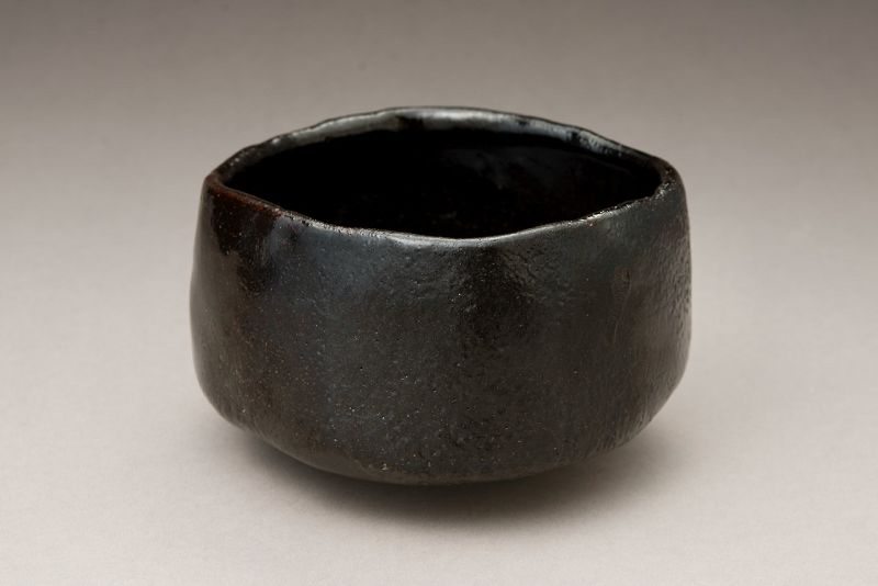 A Four Cornered Black Raku “Jidai” Chawan