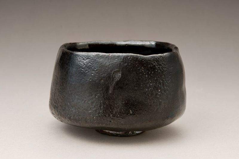 A Four Cornered Black Raku “Jidai” Chawan