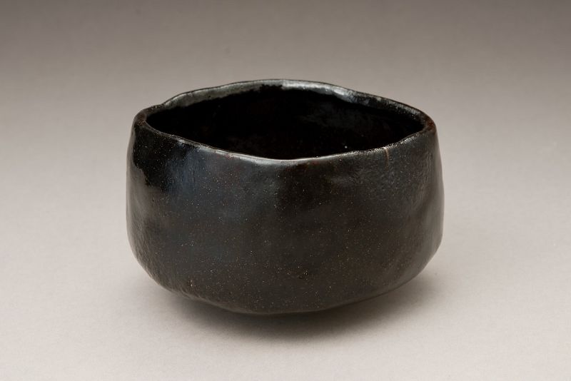 A Four Cornered Black Raku “Jidai” Chawan