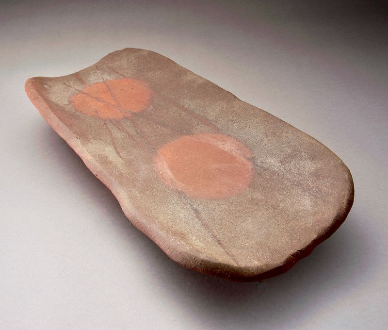 A Large Bizen Plate by Living National Treasure Isezaki Jun