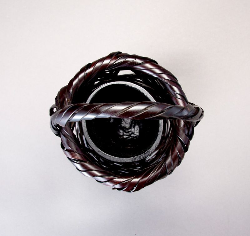 A Woven Bamboo Flower Vase by Shiraishi Hakuun-sai II