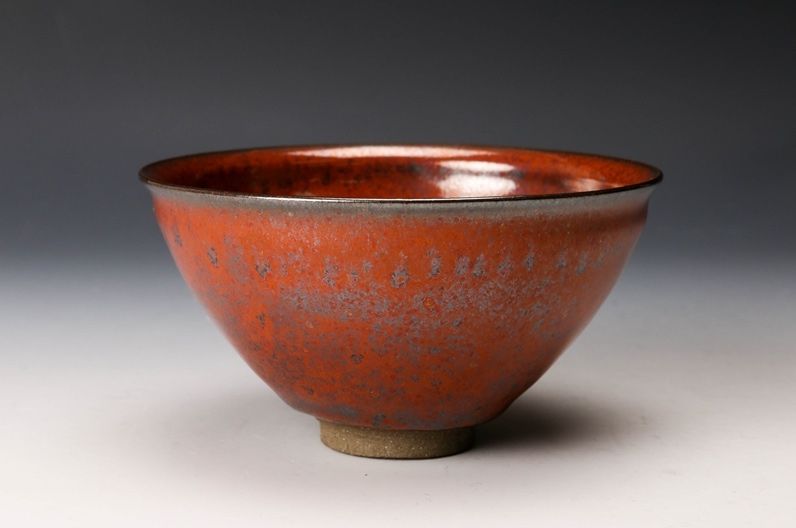 A Red Tenmoku Tea Bowl by Master Potter Kimura Moriyasu