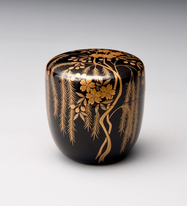 Lacquer and Gold Painted Natsume Tea Caddy by Wakashima Takao