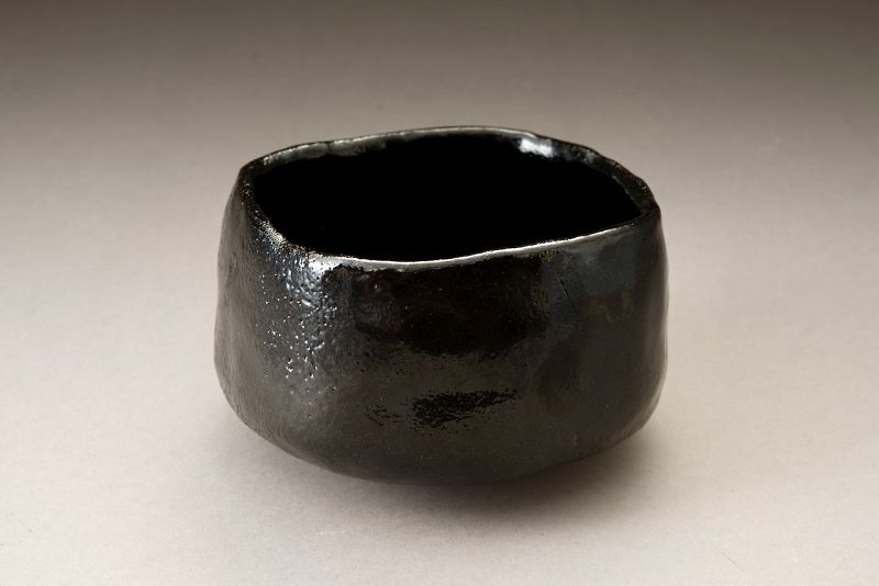 A Four Cornered Black Raku “Jidai” Chawan