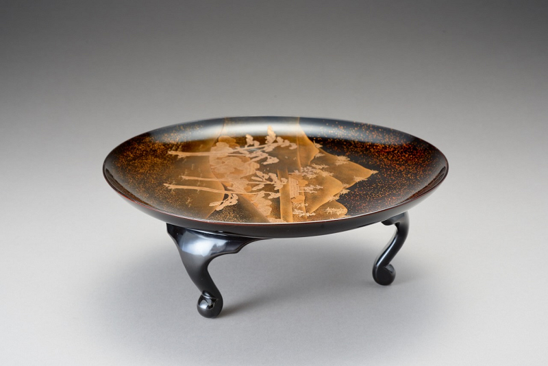 A Fine Late Edo Black-Lacquer Takatsuki with Gold and Silver Maki-e
