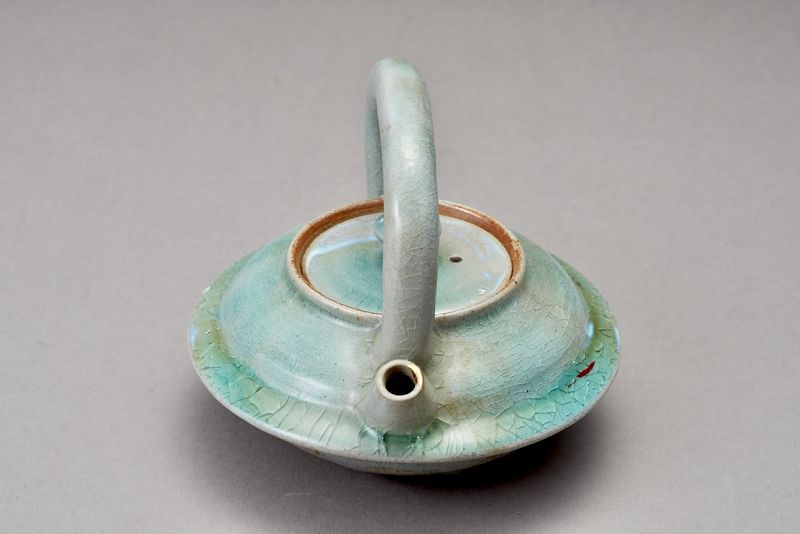 An Antique Celadon Chōshi for Sake with a Beautiful Gold Repair