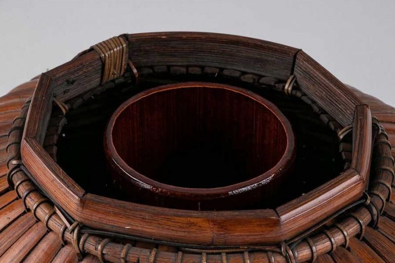A Bamboo Woven Basket for Ikebana by Suzuki Chikuho-sai (1872-1936)