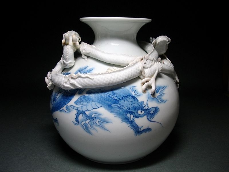 An Extraordinary Edo Period Hirado Cloud Dragon Vase
