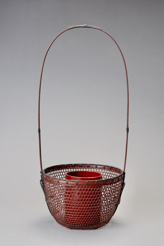 A Fine Bamboo Ikebana Basket by Shimabashi Chikufusai
