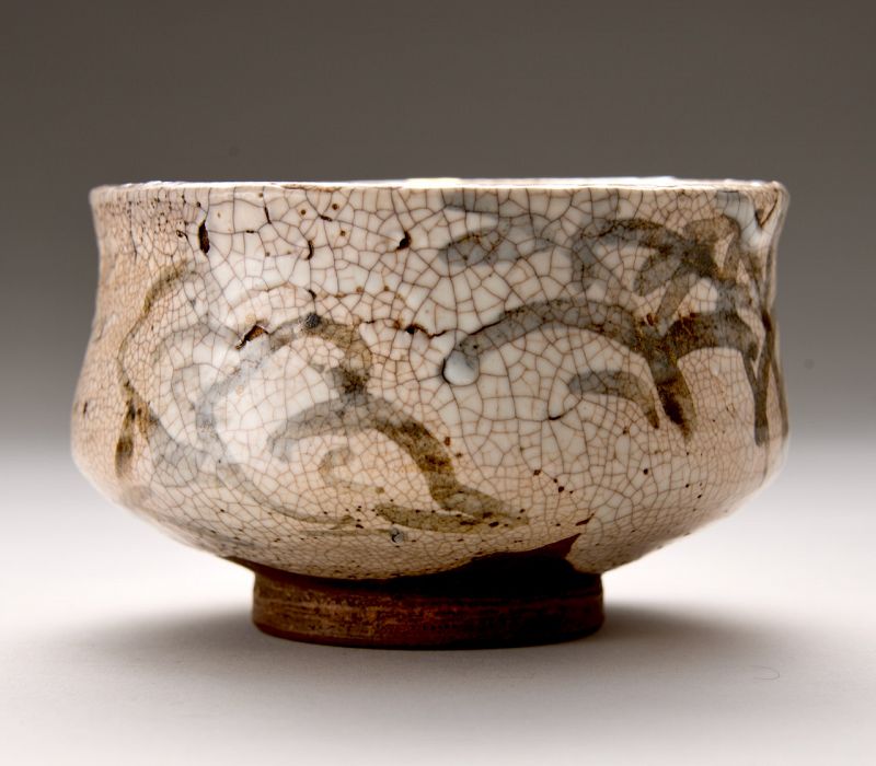 An Edo Period Shino Tea Bowl with Gold Repairs