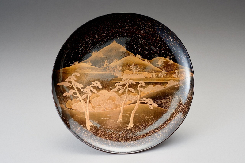 A Fine Late Edo Black-Lacquer Takatsuki with Gold and Silver Maki-e