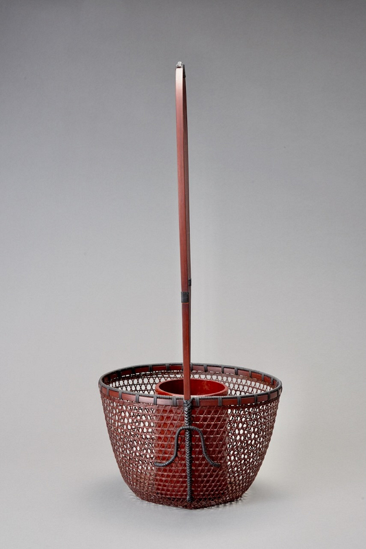 A Fine Bamboo Ikebana Basket by Shimabashi Chikufusai