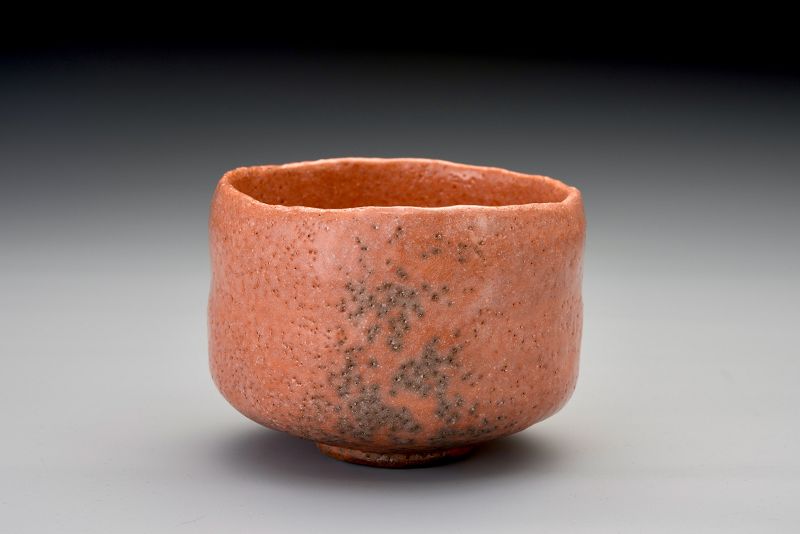 A Red Raku Tea Bowl by Veteran Potter Sugimoto Sadamitsu