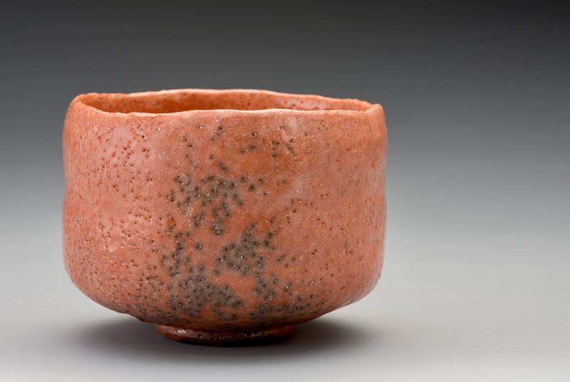 A Red Raku Tea Bowl by Veteran Potter Sugimoto Sadamitsu