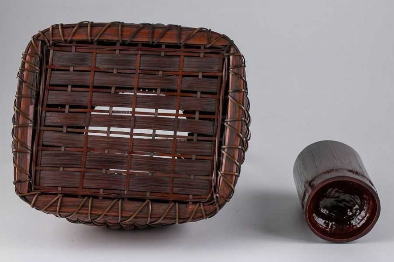 A Bamboo Woven Basket for Ikebana by Suzuki Chikuho-sai (1872-1936)
