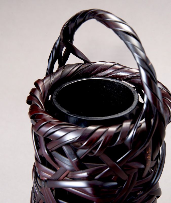 A Woven Bamboo Flower Vase by Shiraishi Hakuun-sai II